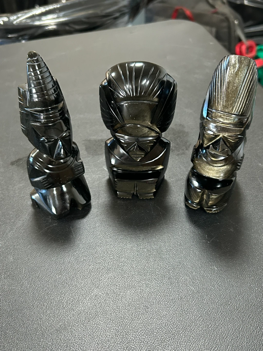 Set of 3 Hand-Carved Obsidian Figurines