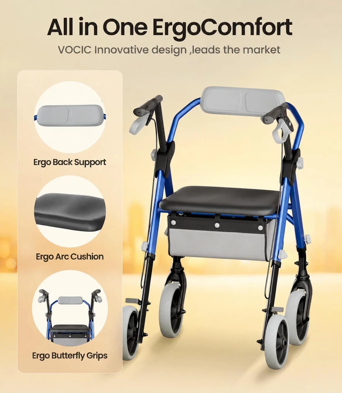 VOCIC Blue Rollator Walker - photo 3