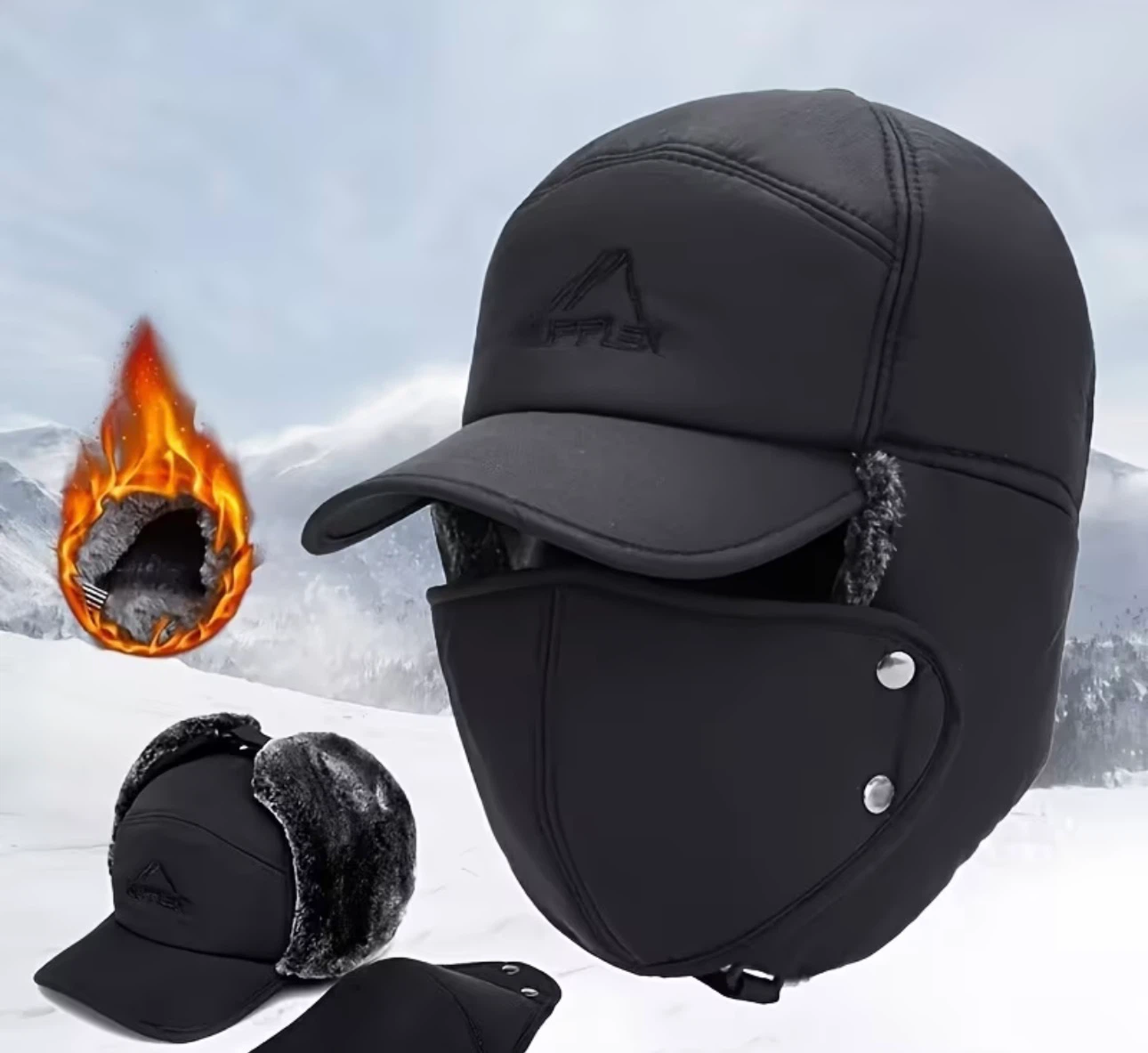 Supplex Winter Trapper Hat with Face Mask