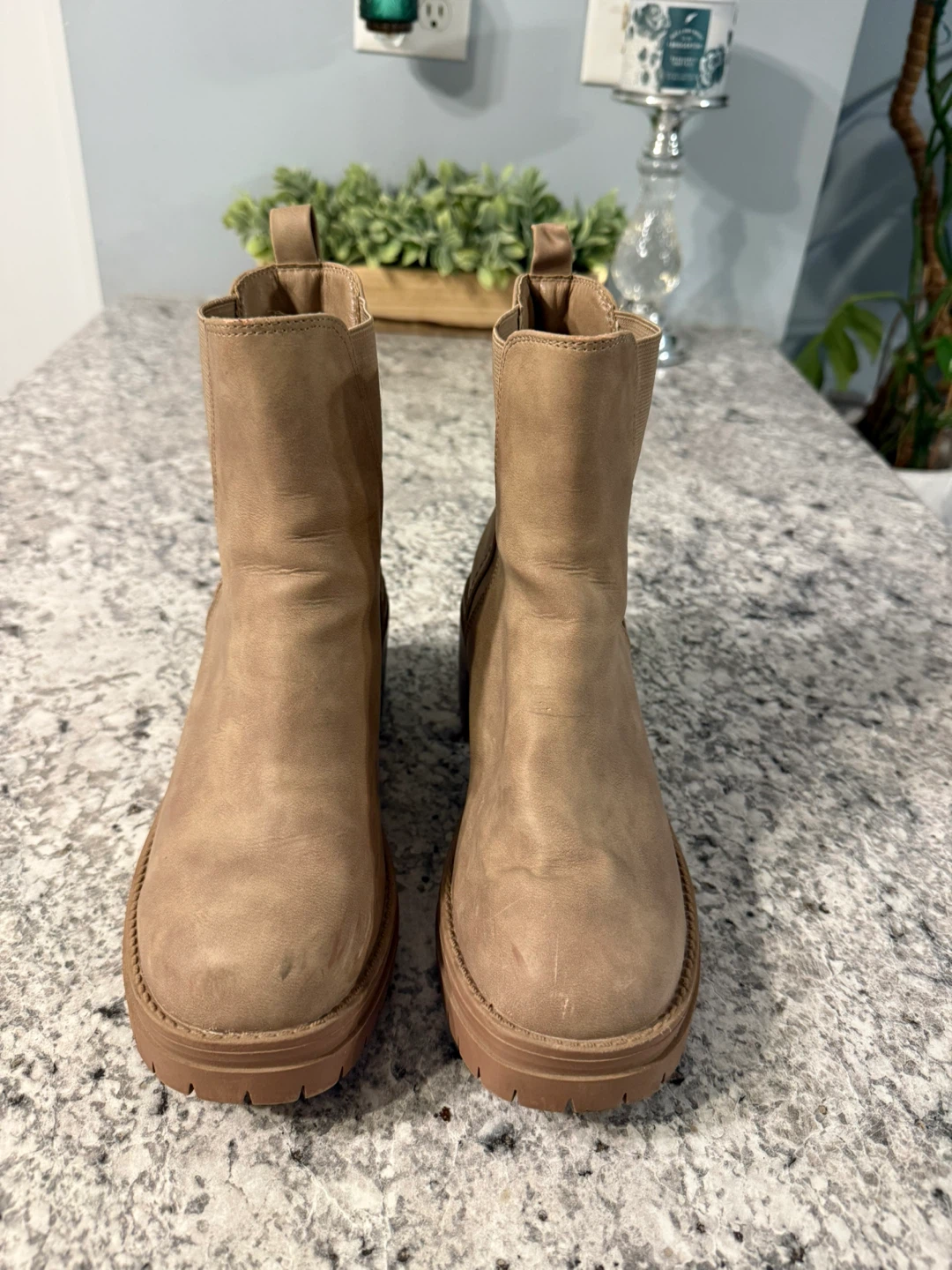 Tan Chelsea Platform Ankle Boots