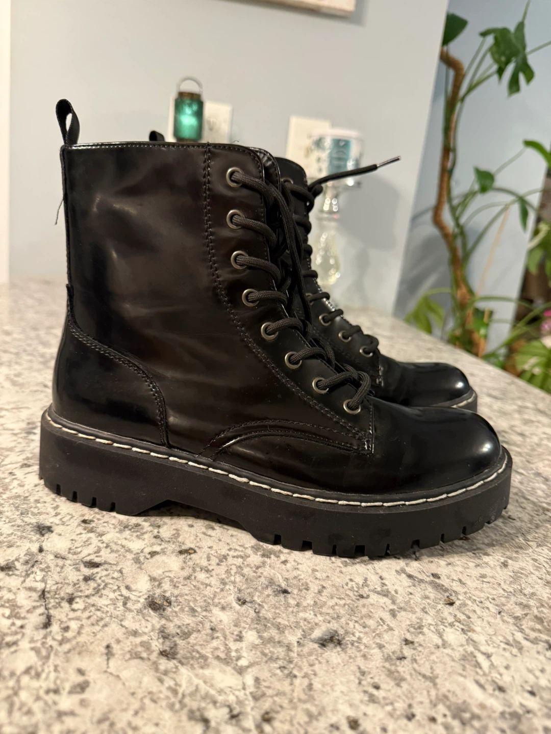 Black Patent Combat Boots - photo 2