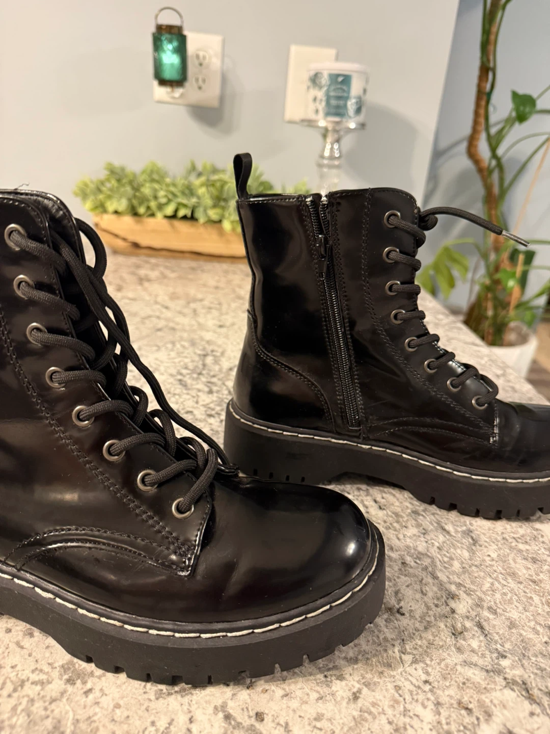 Black Patent Combat Boots - photo 3