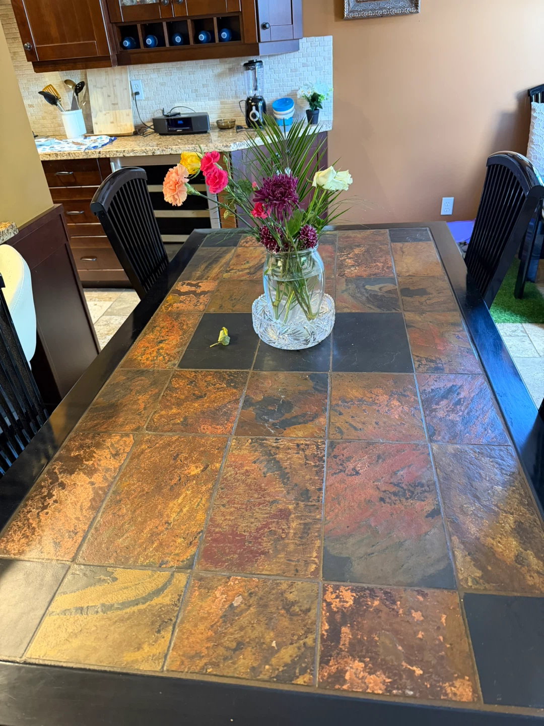 Slate tile dining table and chairs set - photo 2