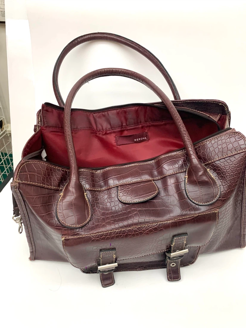 Merona Brown Faux Croc Handbag