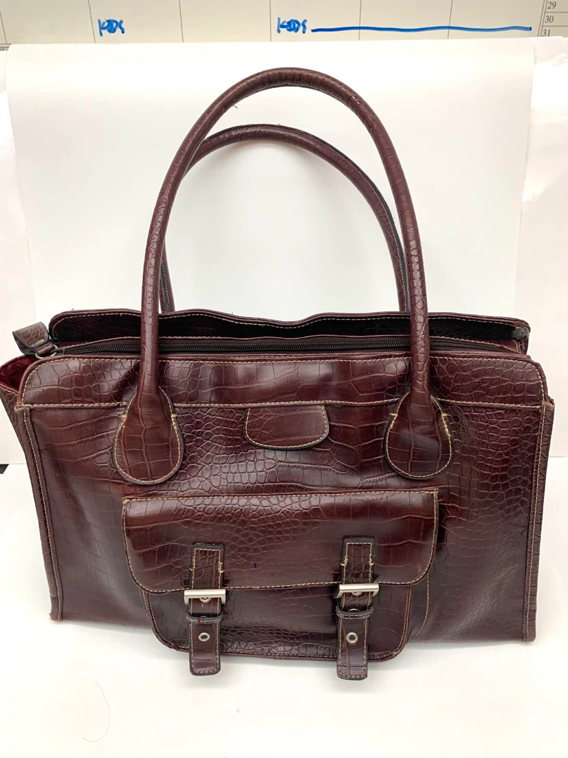 Merona Brown Faux Croc Handbag - photo 3