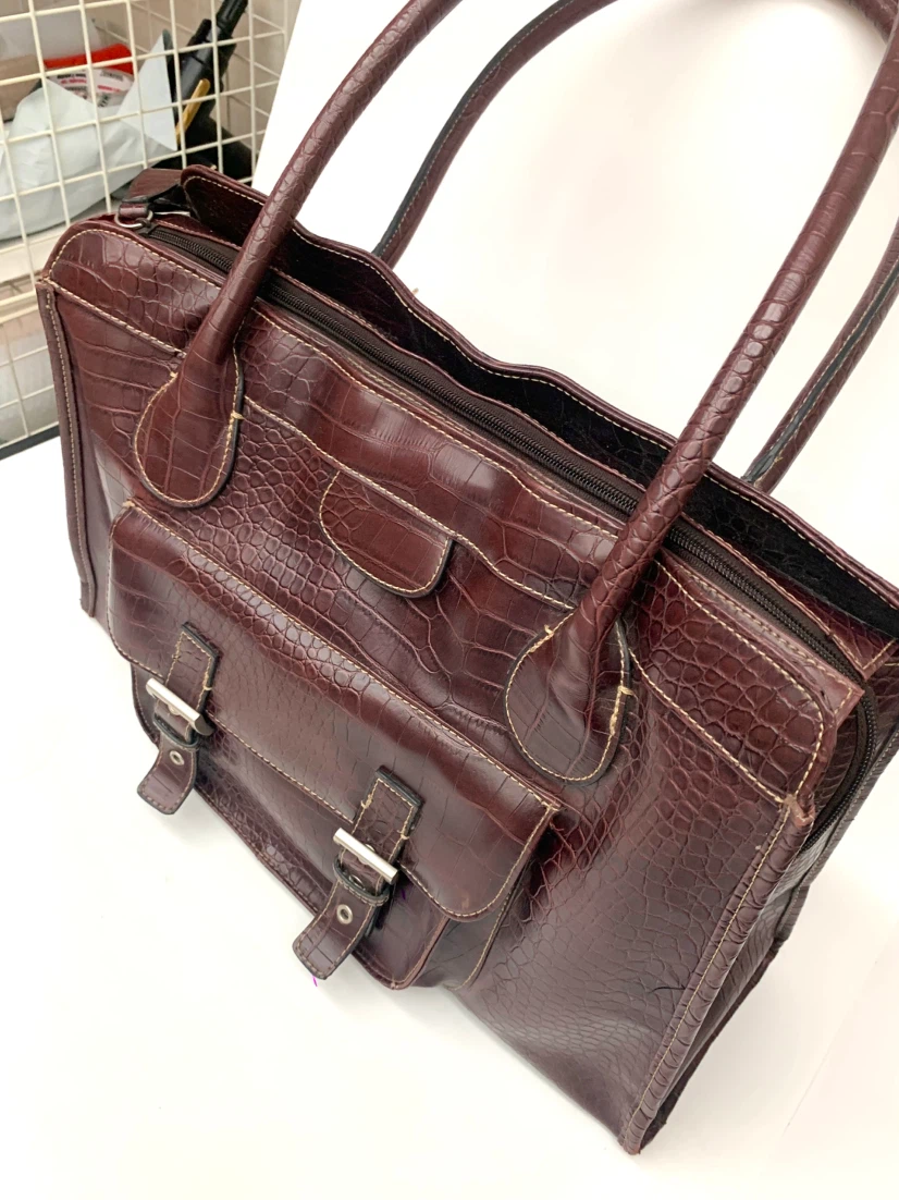 Merona Brown Faux Croc Handbag - photo 4