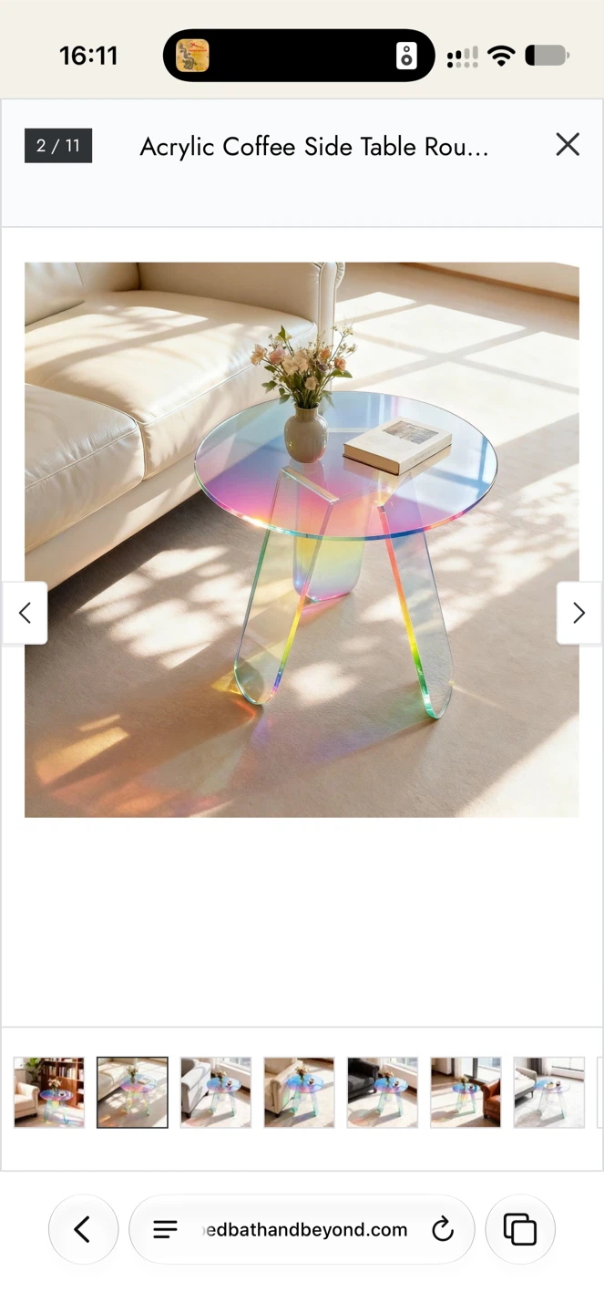 Iridescent Acrylic Round Side Table
