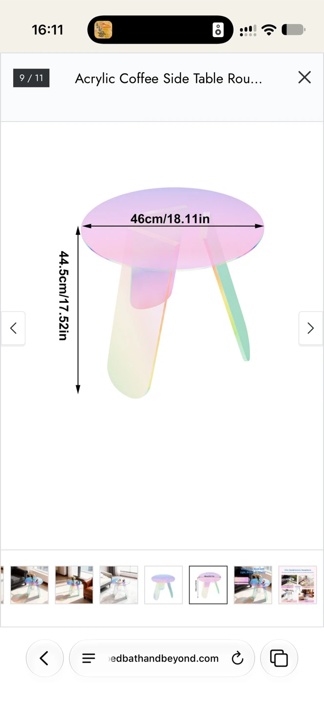 Iridescent Acrylic Round Side Table - photo 2