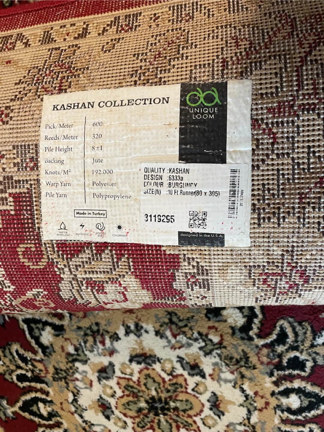 Unique Loom Kashan Collection Runner - Burgundy - photo 2