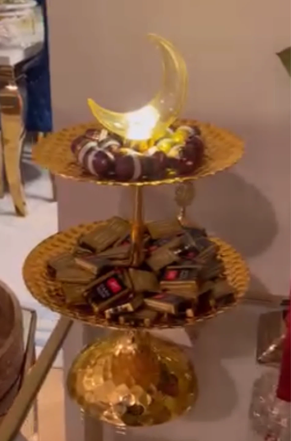 Two-Tier Gold Serving Stand