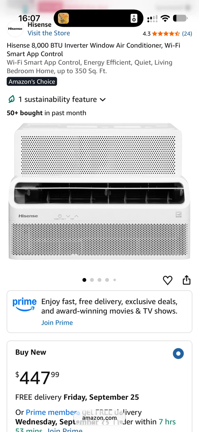 Hisense 8,000 BTU Inverter Window Air Conditioner