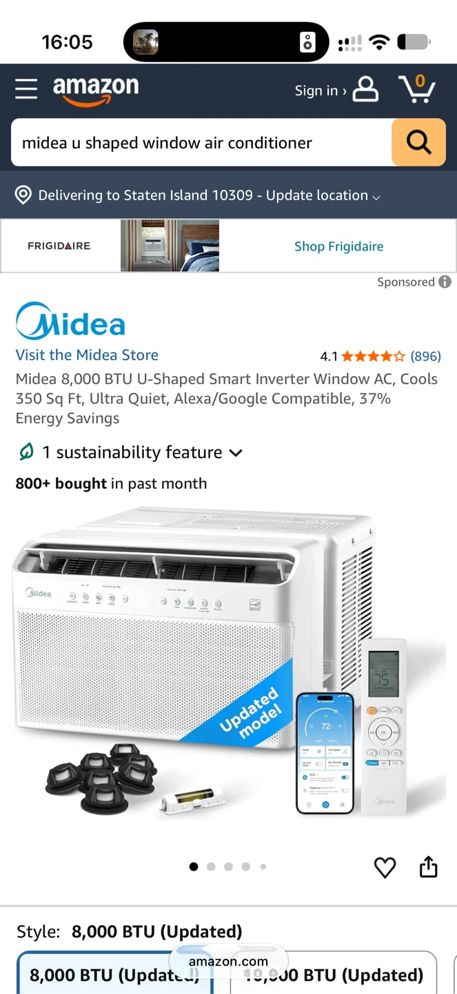 Midea 8,000 BTU U-Shaped Smart Inverter Window AC