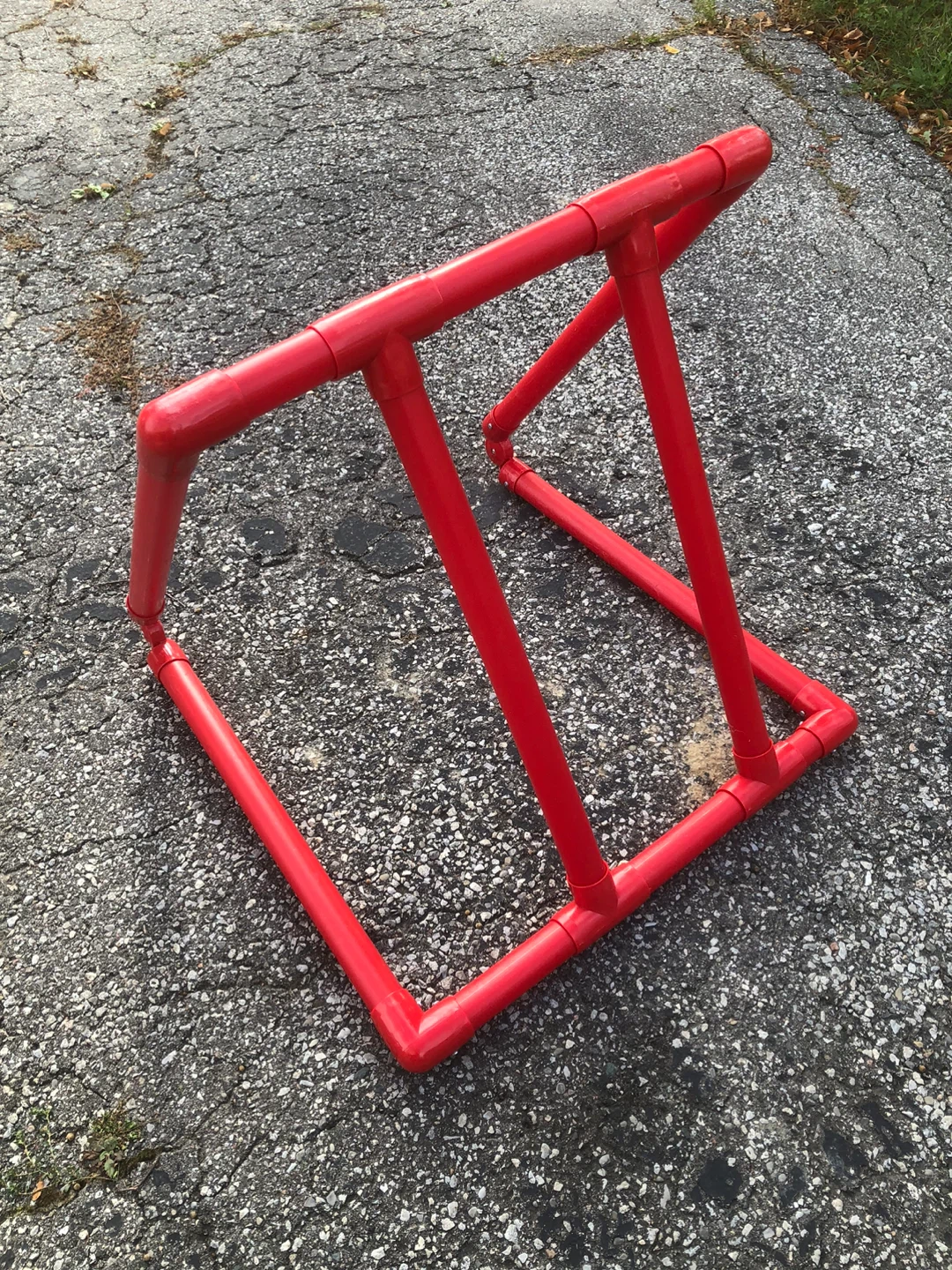Red PVC Pipe Bicycle Floor Stand
