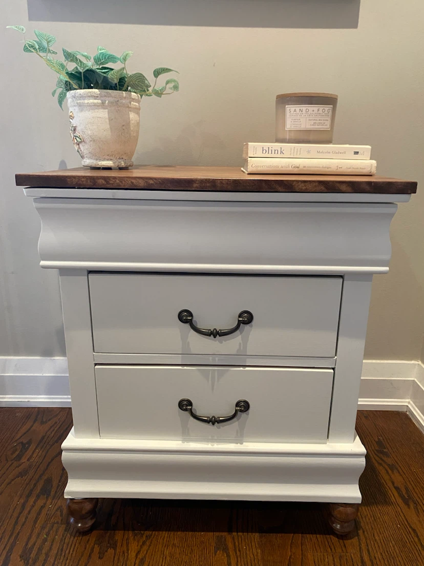 Refinished 2-Drawer Accent Cabinet / Nightstand – Cre