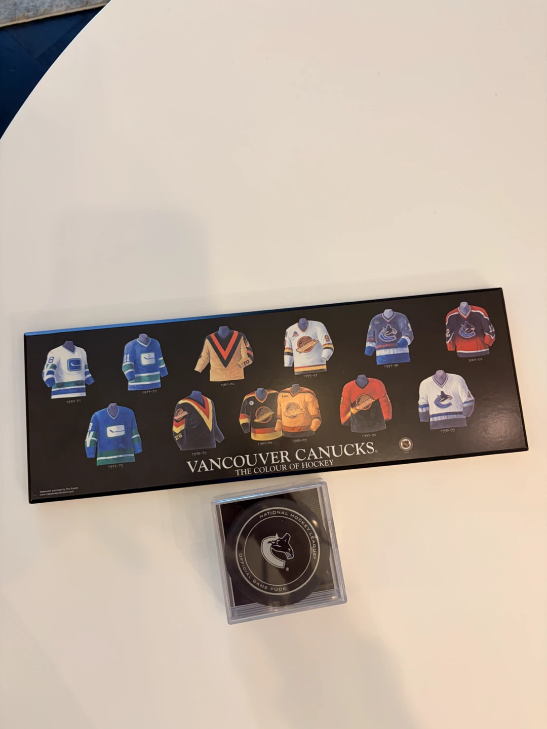 Vancouver Canucks Jersey History Display + Official Game Puck