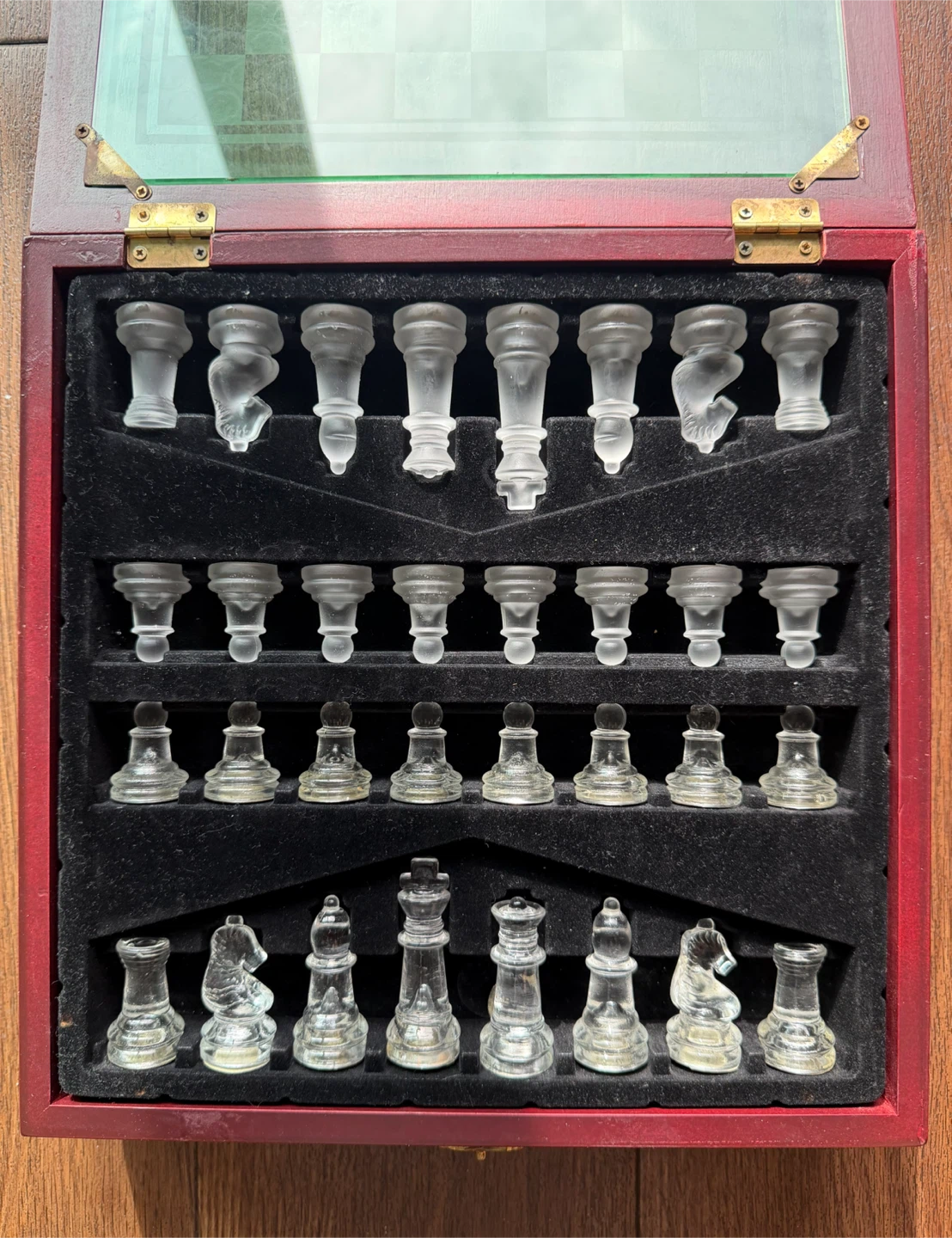 Glass Chess Set with Wooden Storage Case - photo 3