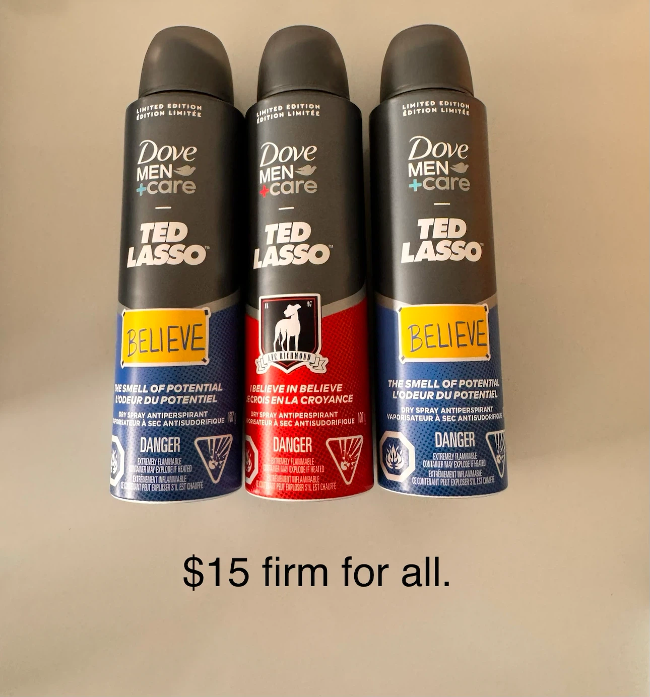 3 Dove Men+Care Ted Lasso Dry Sprays
