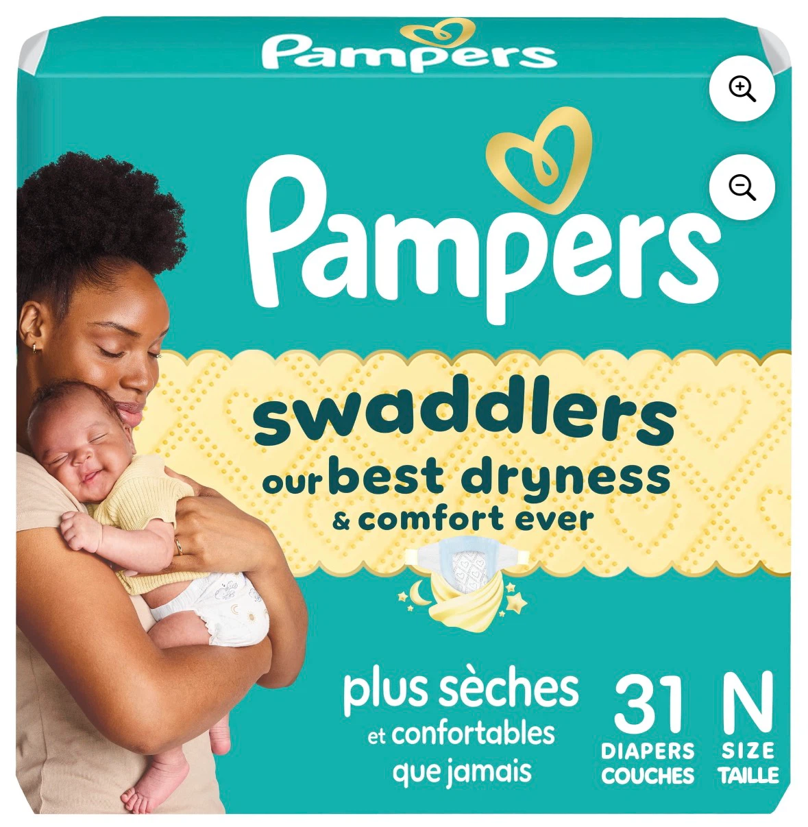 2 x Pampers Swaddlers Size N Diapers - 62 Count