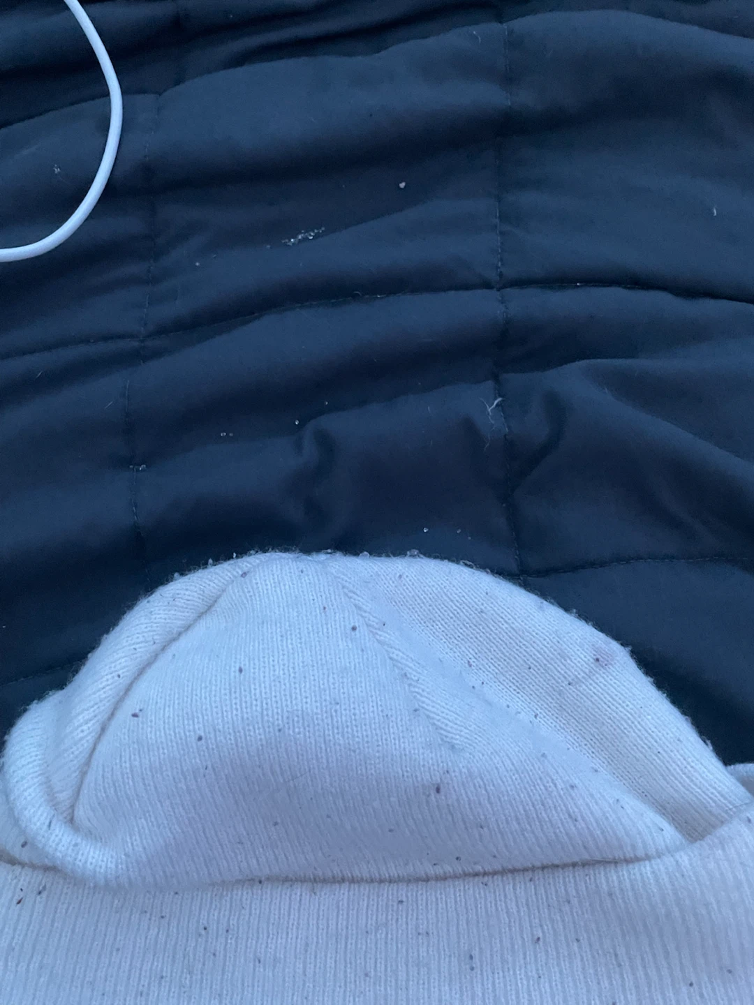White Beanie with Black Embroidered Graphic - photo 2