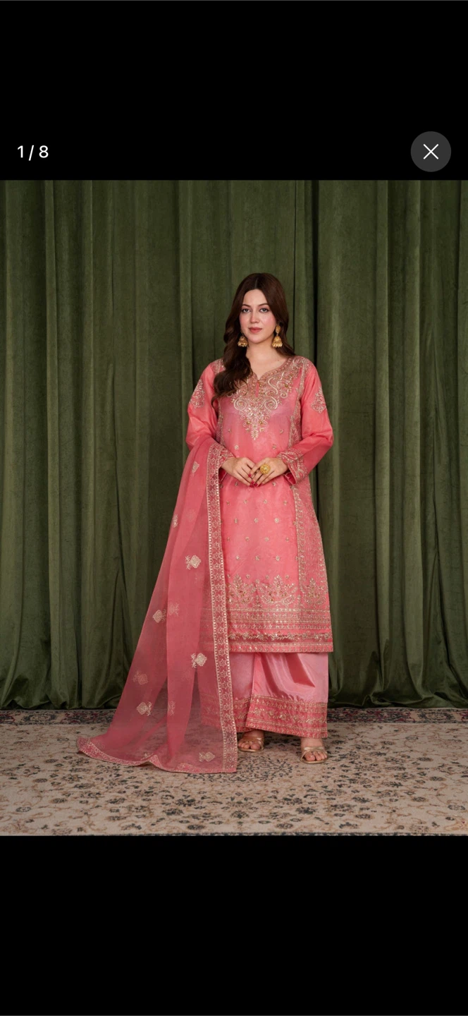 Embroidered Pink and Maroon Shalwar Kameez Sets - photo 5