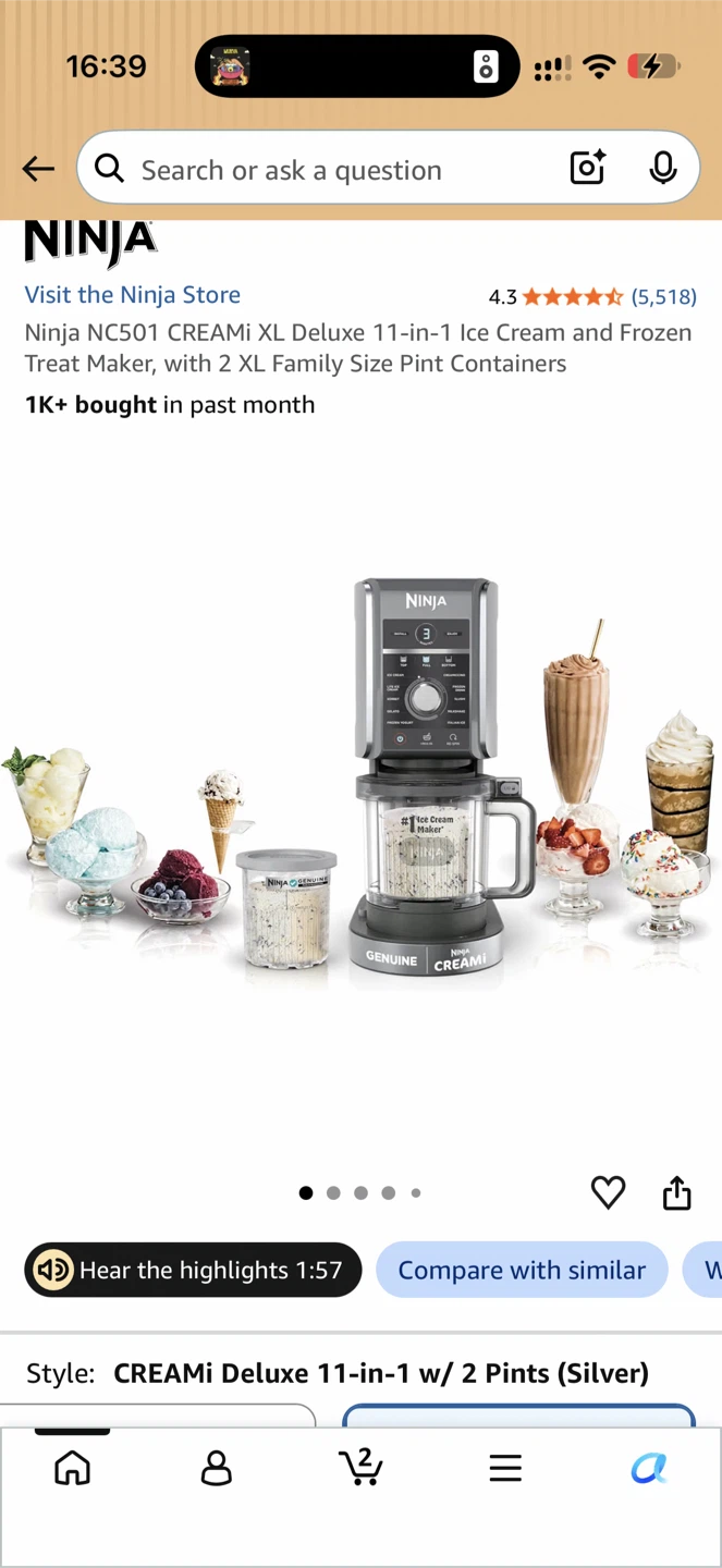 Ninja CREAMi XL Deluxe 11-in-1 Ice Cream Maker