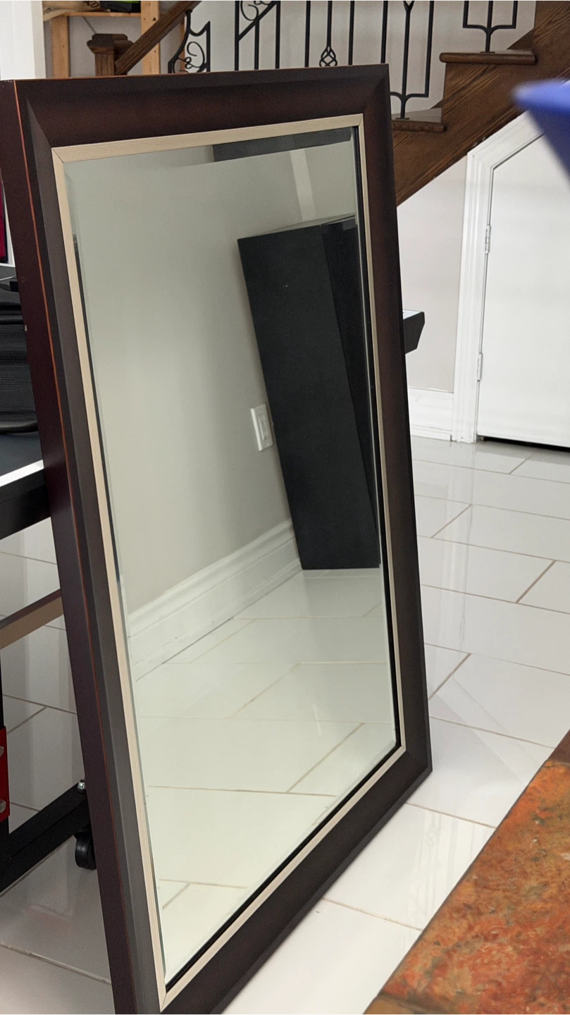 Large dark wood wall mirror