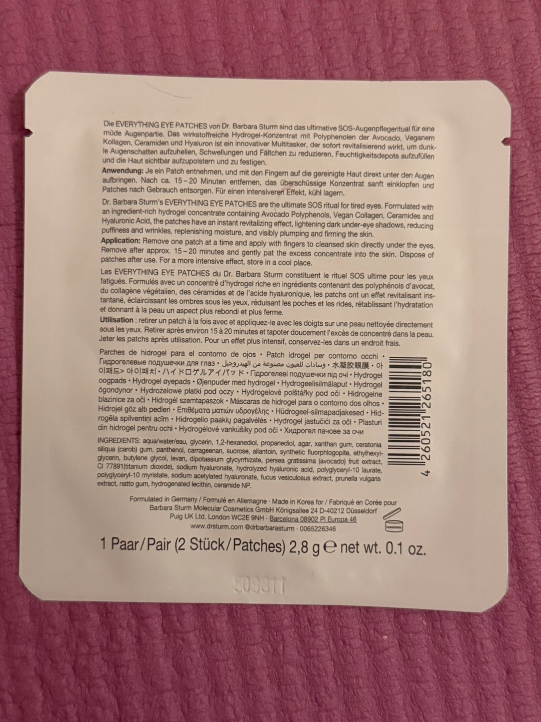 NEW✨🏈Dr. Barbara Sturm Everything Eye Patches (2 Pack) - photo 3