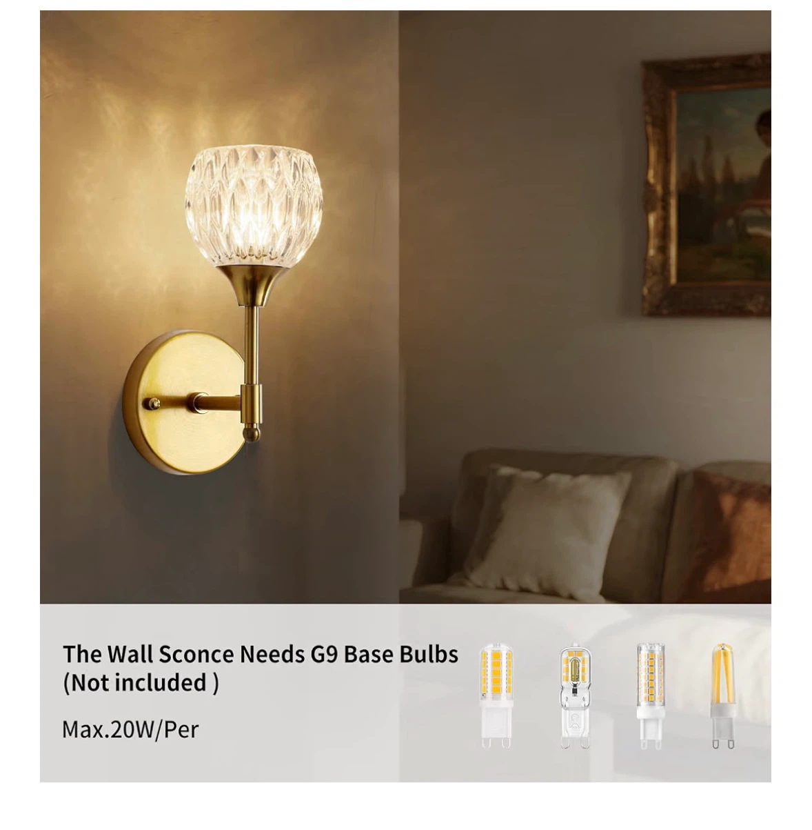 Set of 2 Gold Crystal Wall Sconces - photo 2