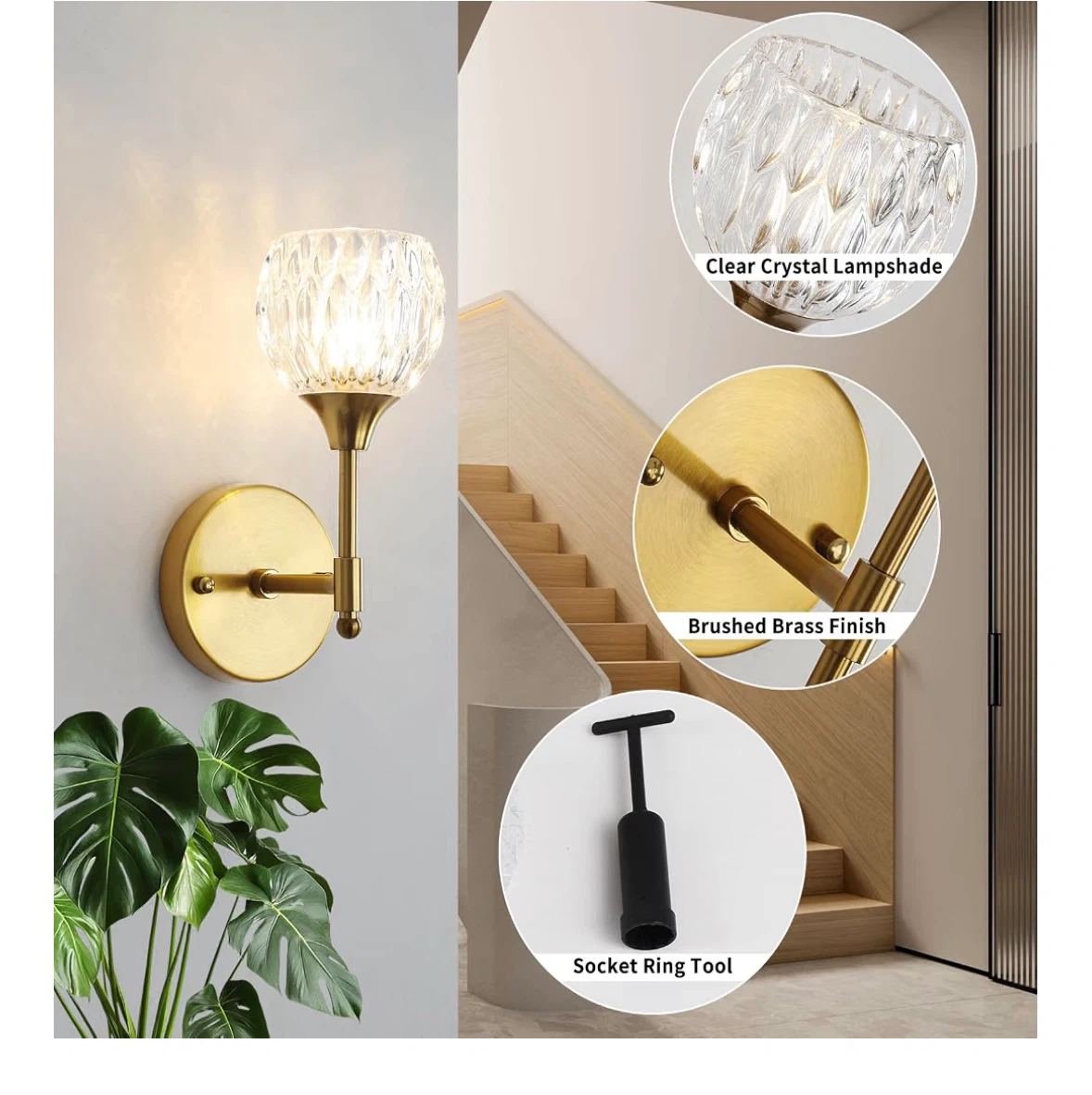 Set of 2 Gold Crystal Wall Sconces - photo 5