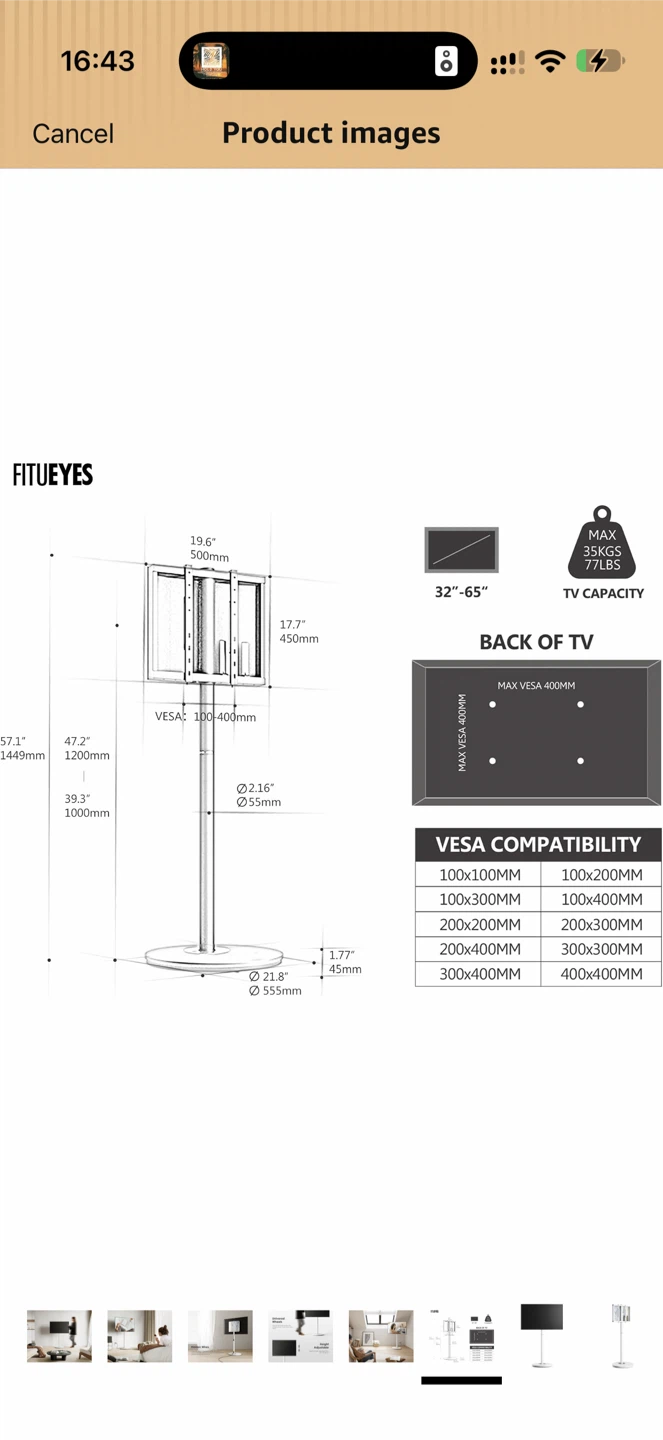 Rolling TV Stand with Soundbar Mount - photo 3