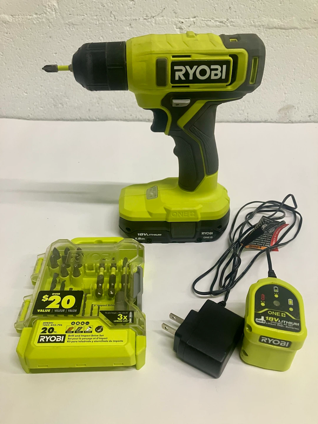 Ryobi 18V ONE+ Drill and 20-Piece Impact Drive Set