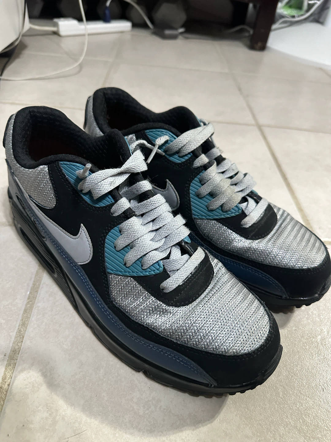 Nike Air Max 90 Sneakers Black Silver Blue