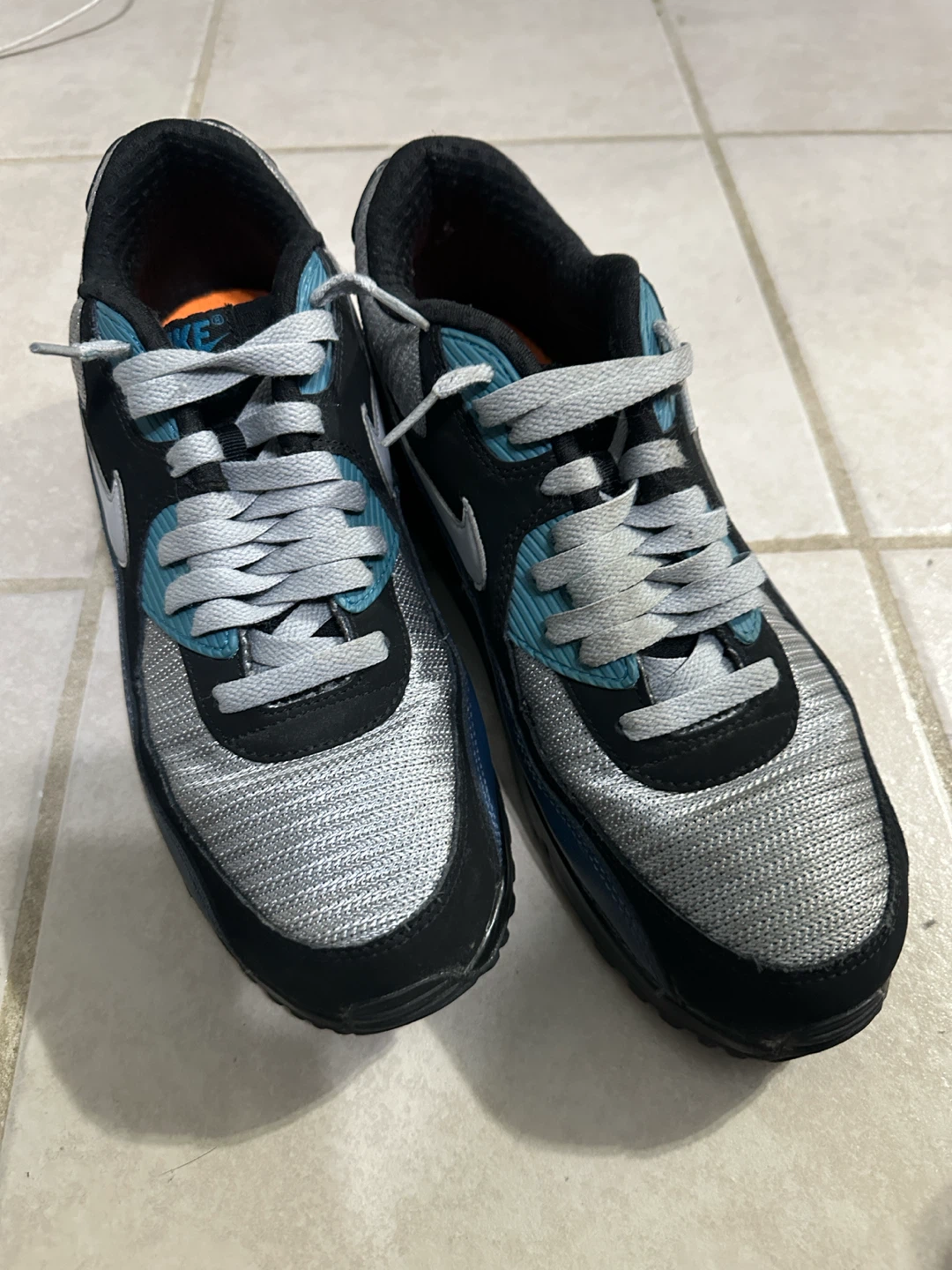 Nike Air Max 90 Sneakers Black Silver Blue - photo 4
