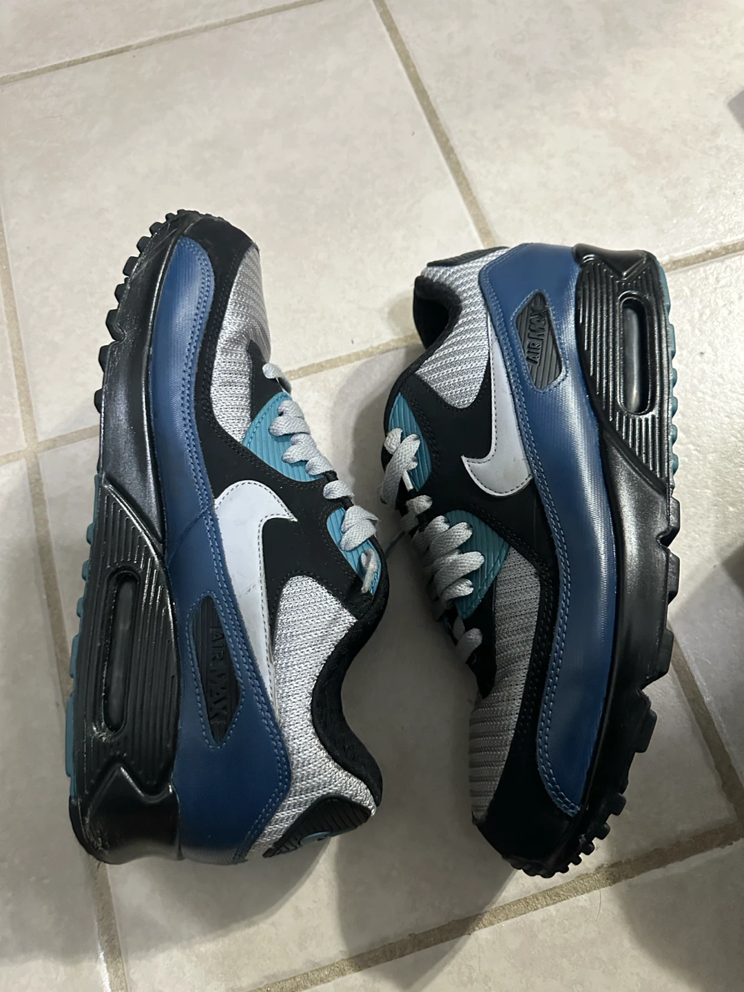 Nike Air Max 90 Sneakers Black Silver Blue - photo 5