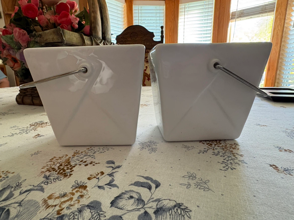 Set of 4 Ceramic Takeout Box Bowls with Tray - photo 2