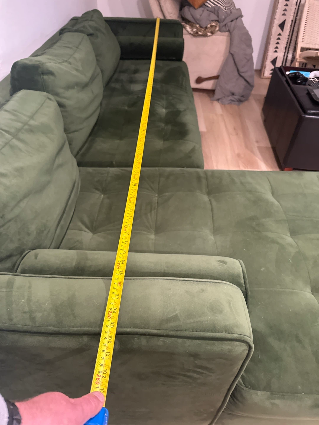 Green Velvet Sectional Sofa - photo 5
