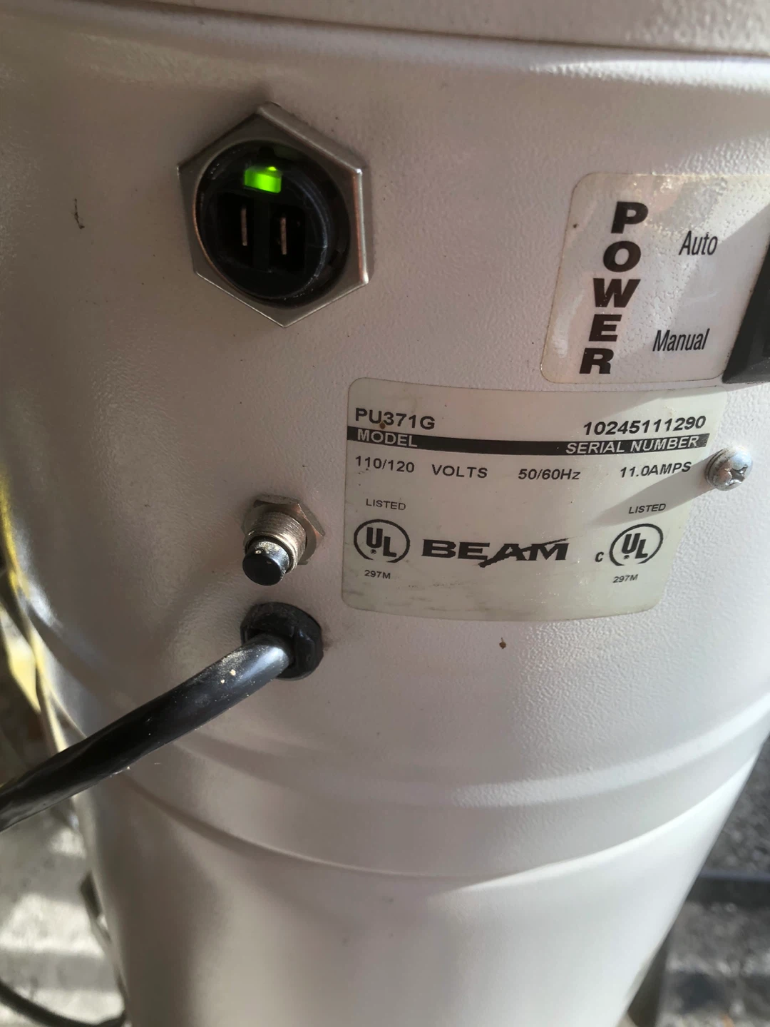 Beam Central Vacuum System Model PU371G - photo 2