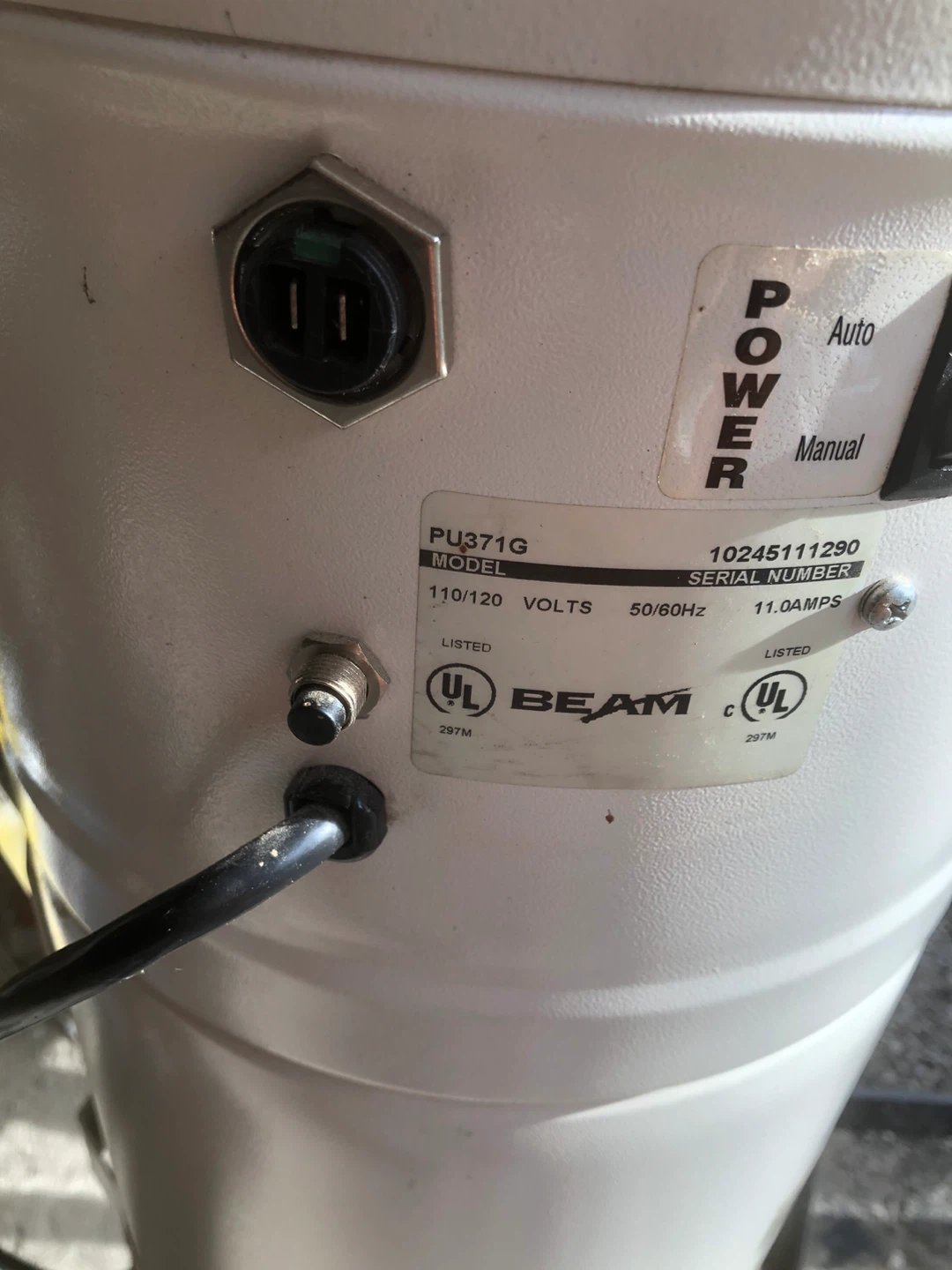 Beam Central Vacuum System Model PU371G - photo 4