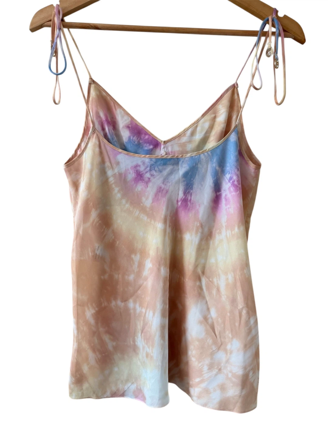 🏈Paco Rabanne Gathered Tie-Dyed Satin Camisole Top - photo 3