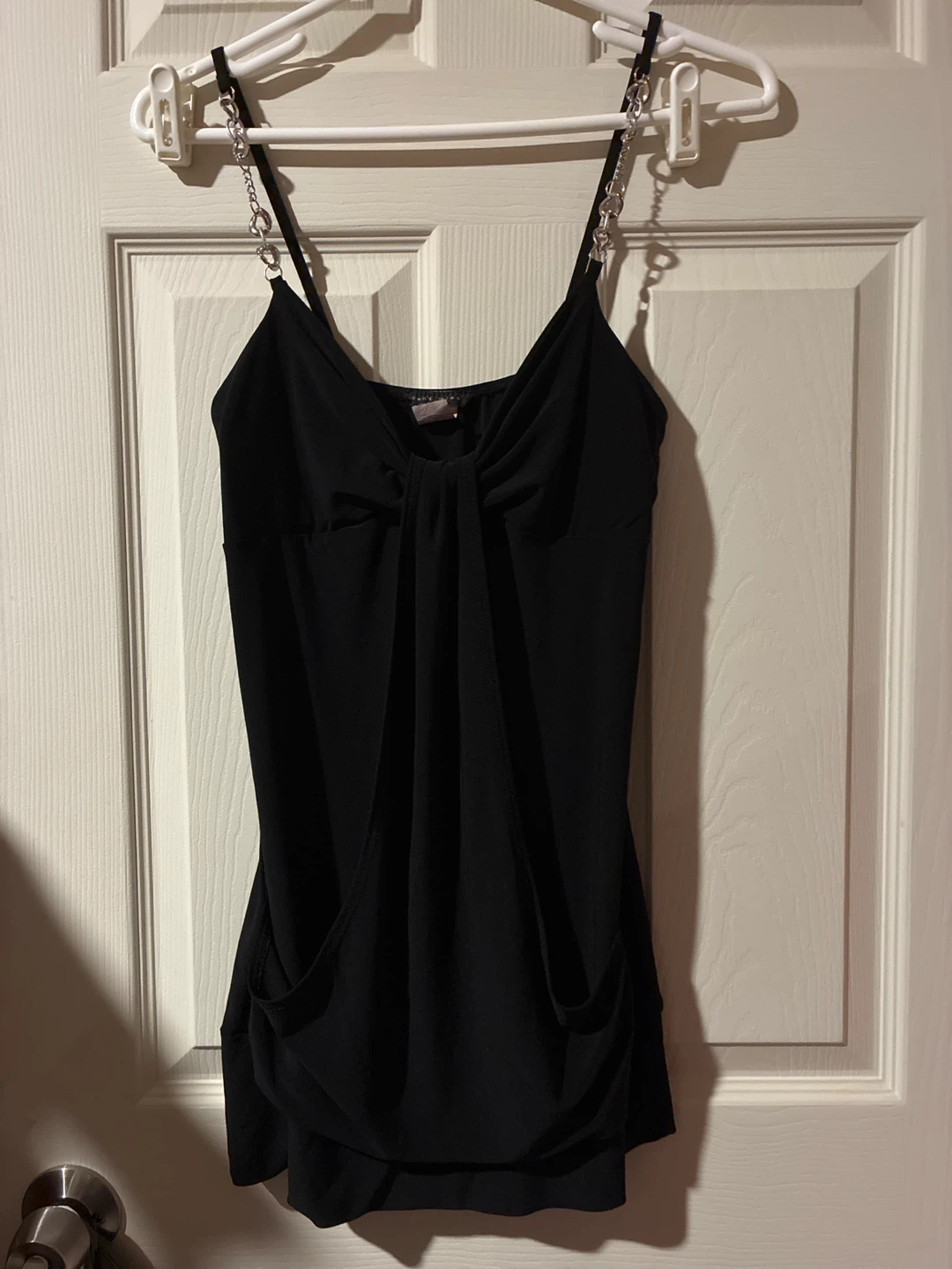 Black Cami Blouse with Silver Chain Straps