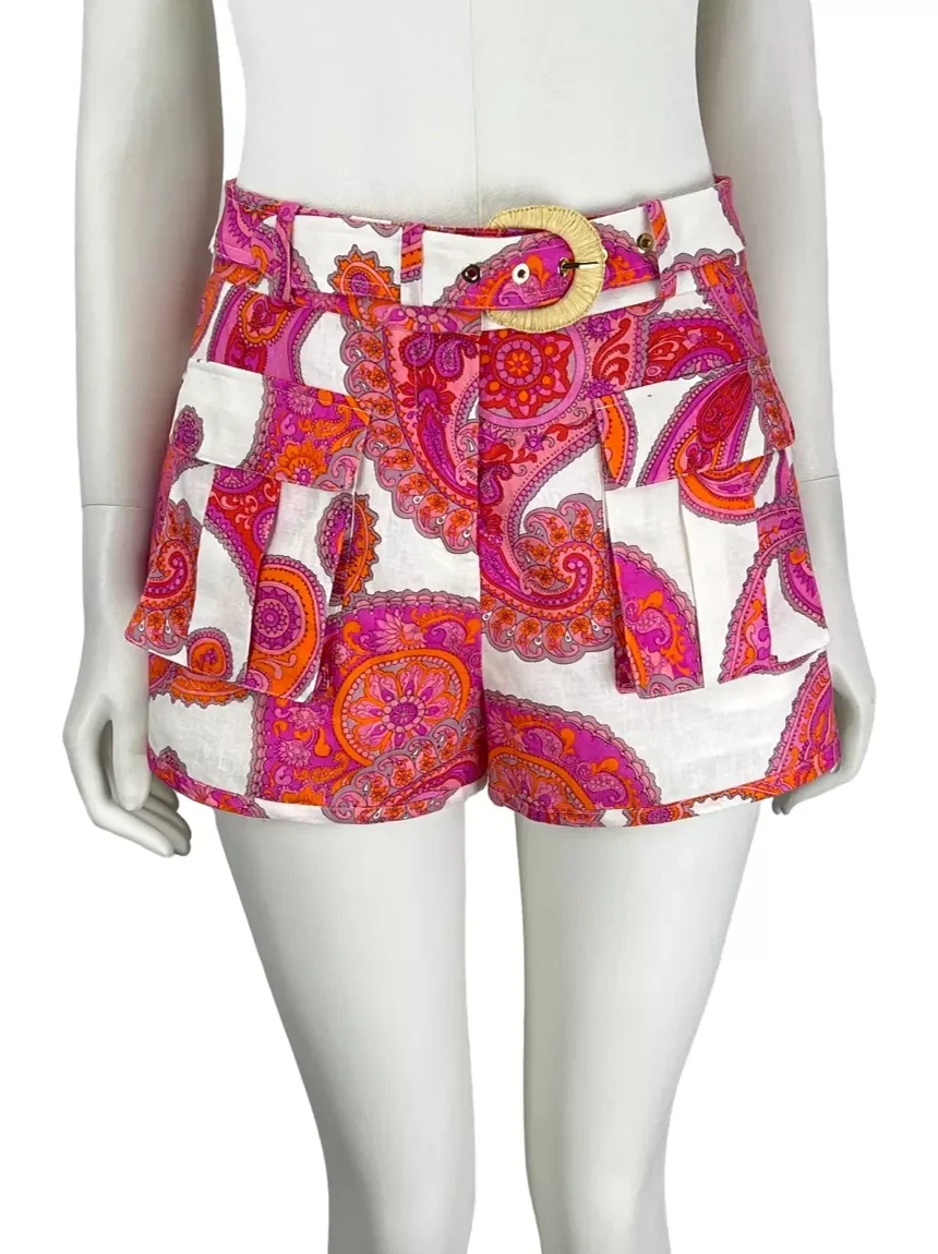 🏈Zimmermann Peggy Paisley Linen Blend Shorts - photo 2