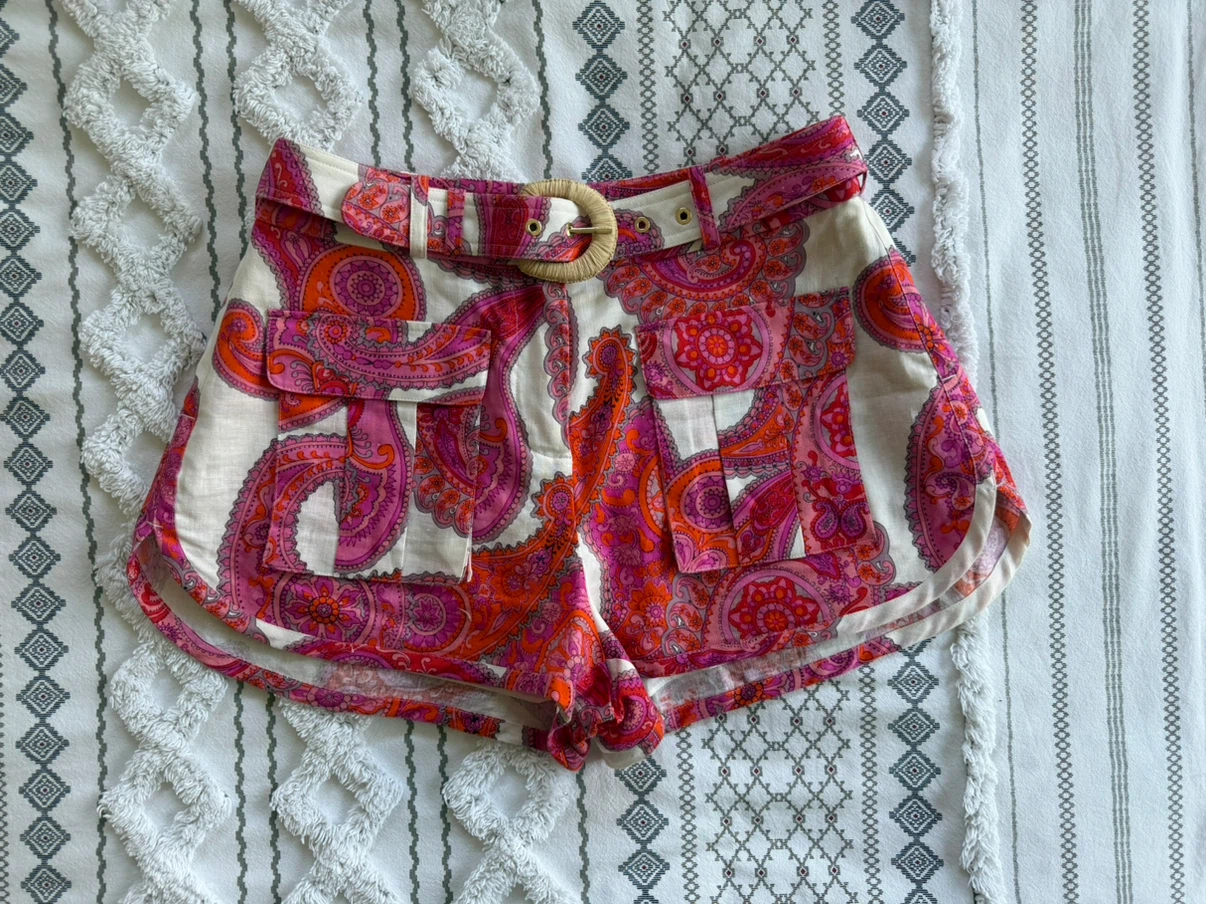 🏈Zimmermann Peggy Paisley Linen Blend Shorts - photo 3