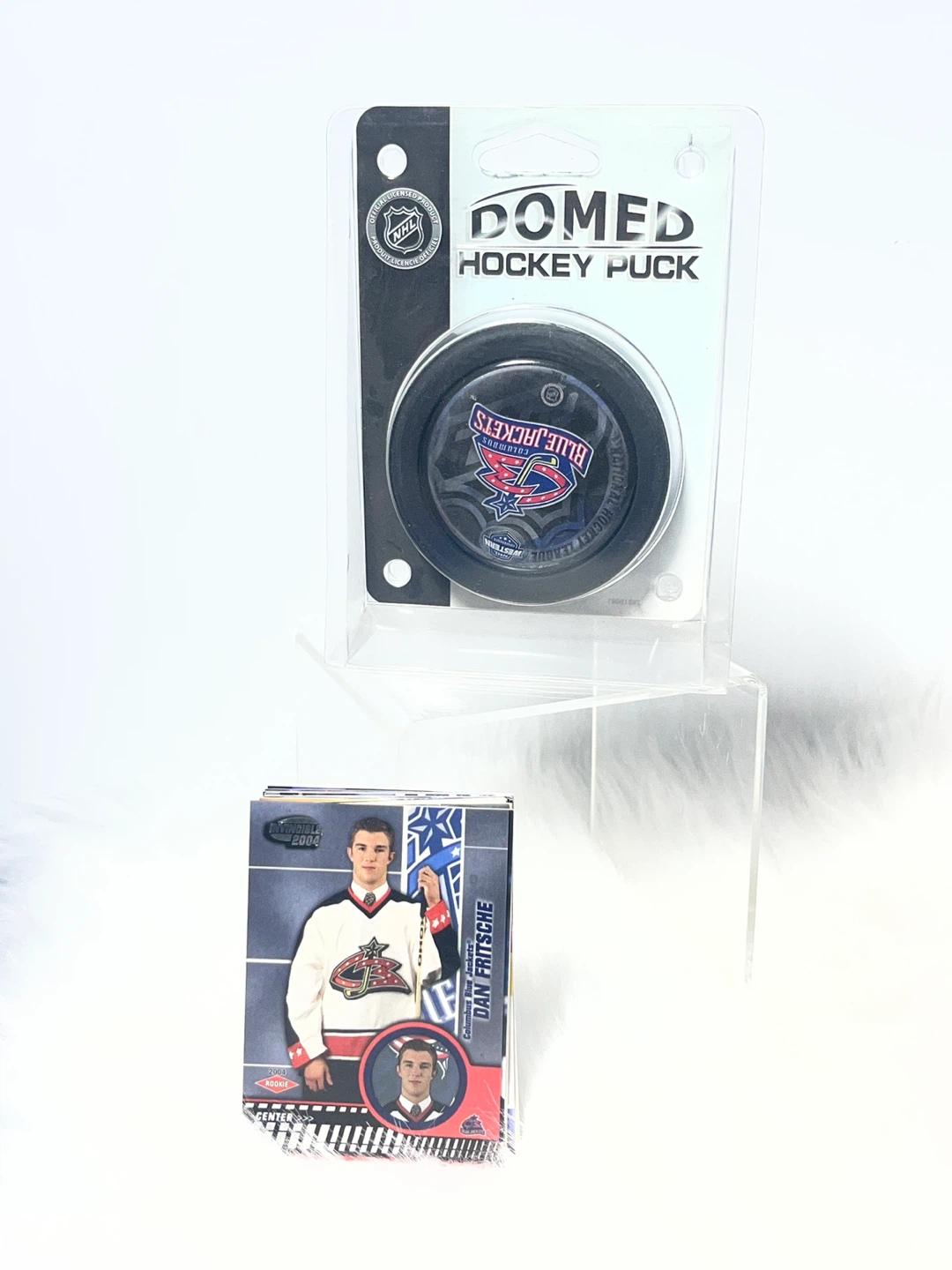 🏒 COLUMBUS BLUE JACKETS Vintage Domed Puck +  Bonus Card Lot! 🏒 - photo 2