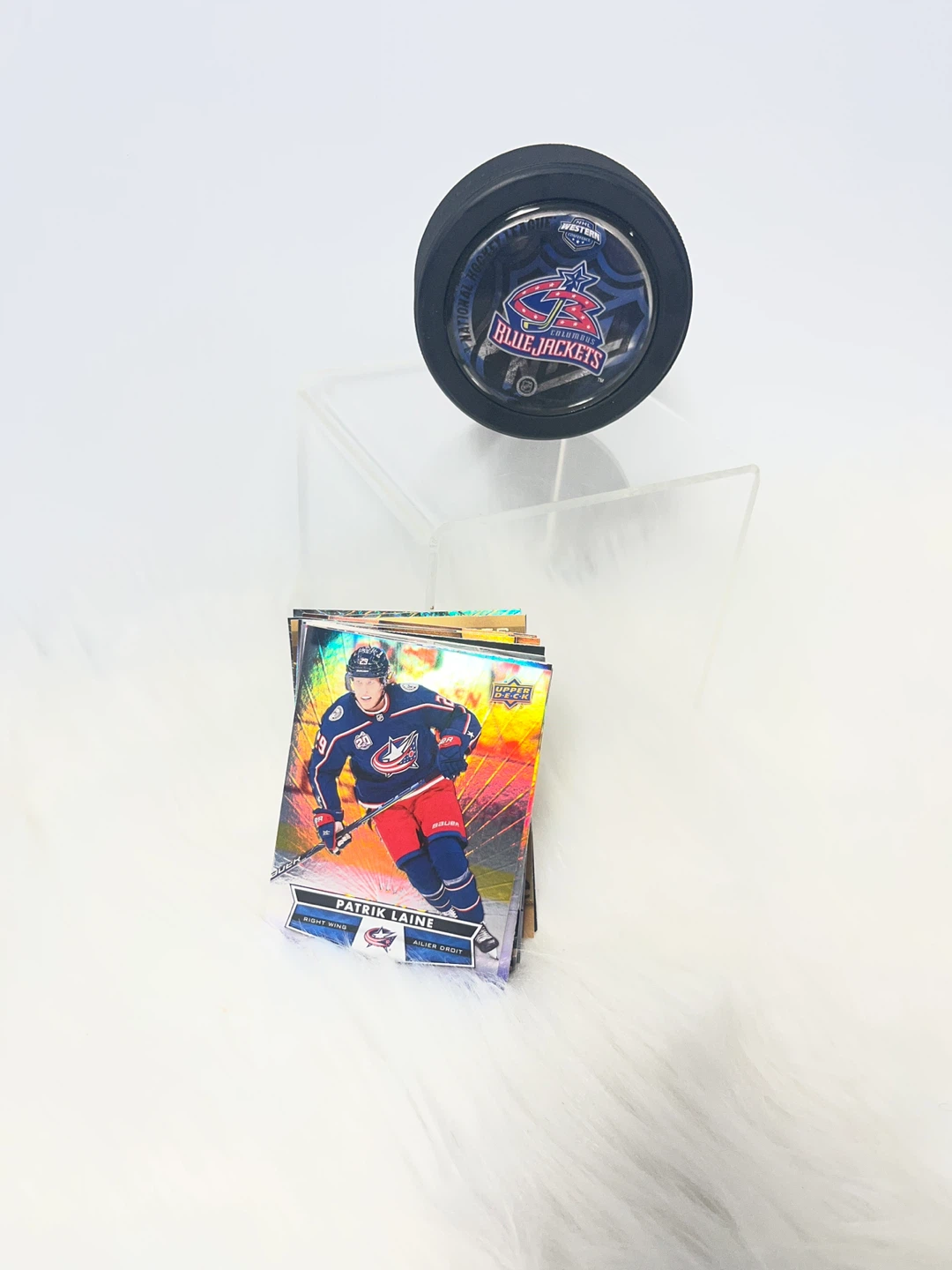 🏒 COLUMBUS BLUE JACKETS Vintage Domed Puck +  Bonus Card Lot! 🏒 - photo 3
