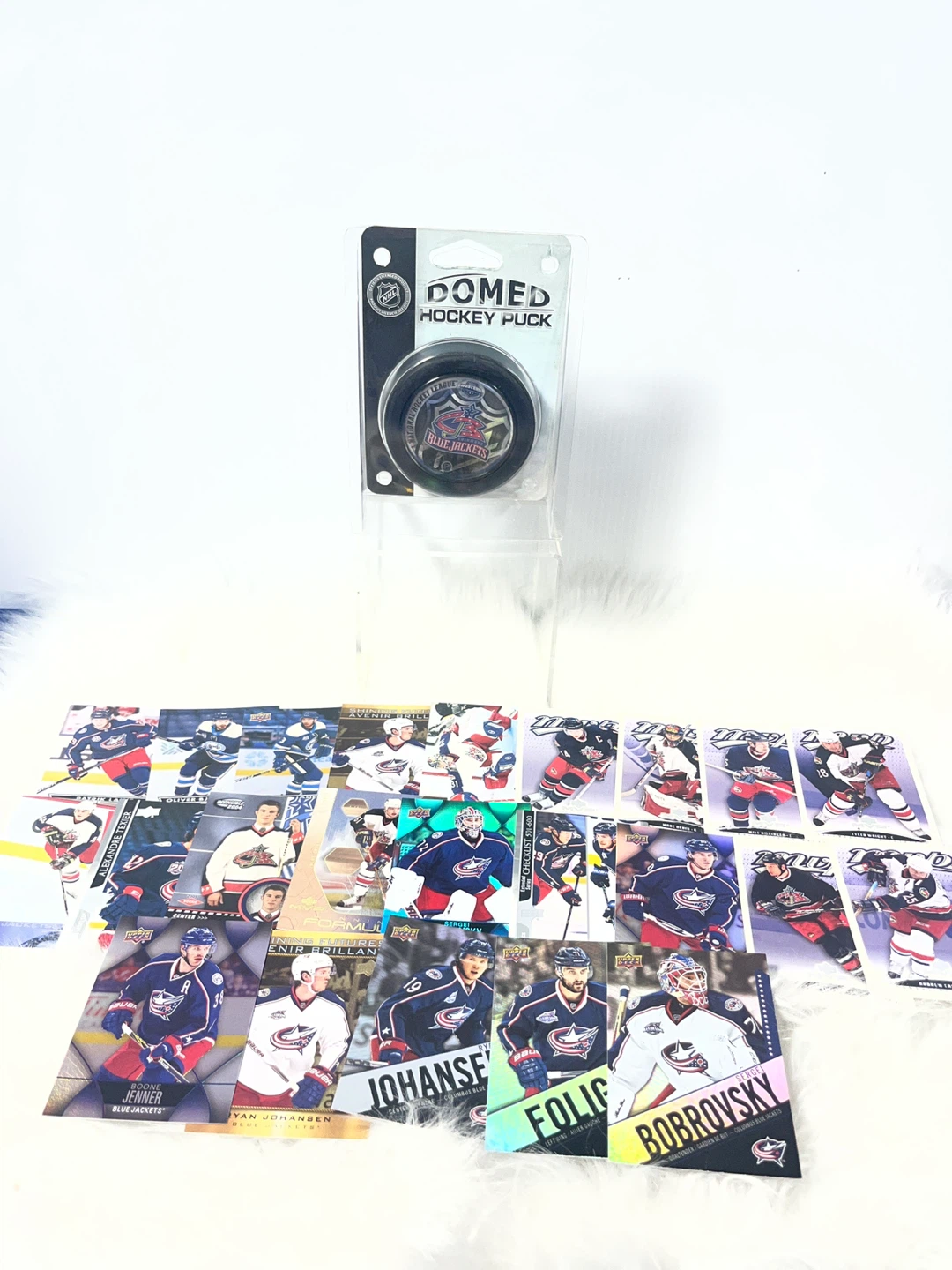 🏒 COLUMBUS BLUE JACKETS Vintage Domed Puck +  Bonus Card Lot! 🏒