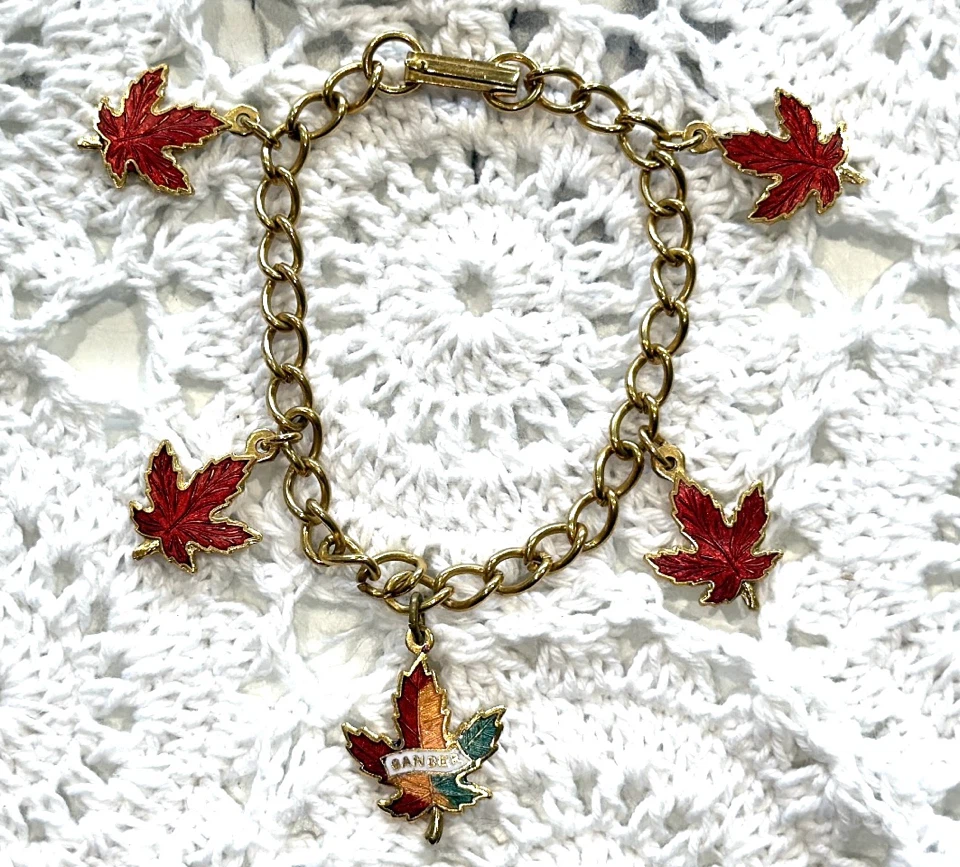 Vintage Gander Canada Souvenir Enameled Maple Leaf Bracelet - photo 3