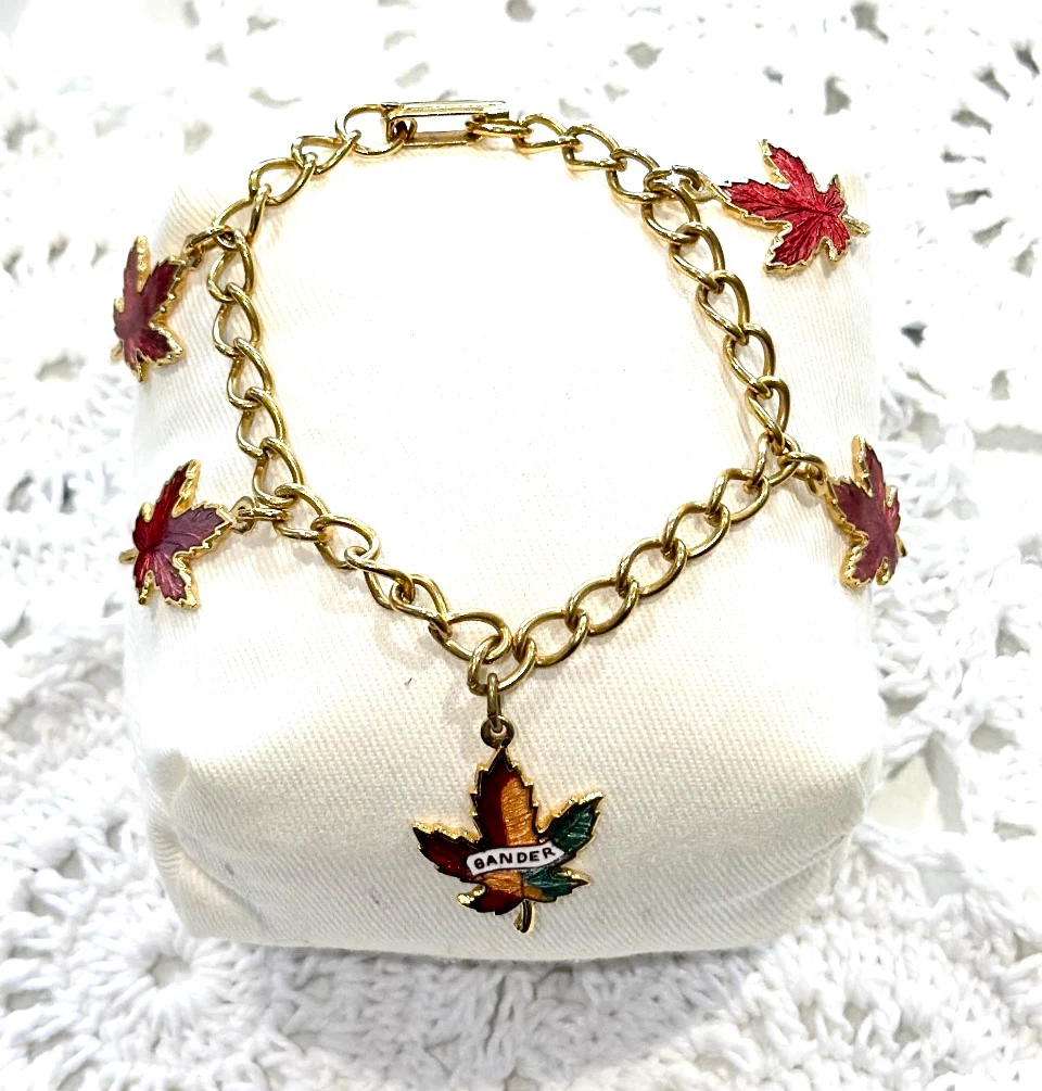 Vintage Gander Canada Souvenir Enameled Maple Leaf Bracelet - photo 4