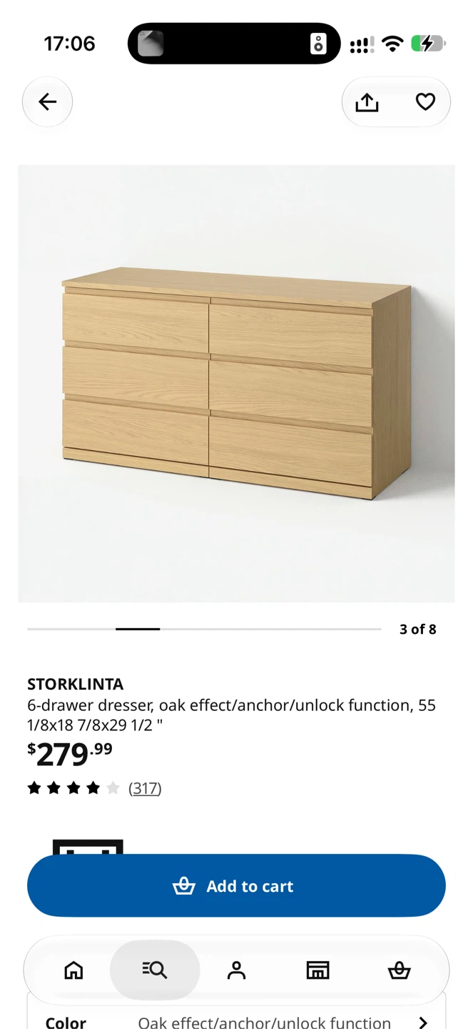 IKEA Storklinta 6-Drawer Dresser Oak Effect