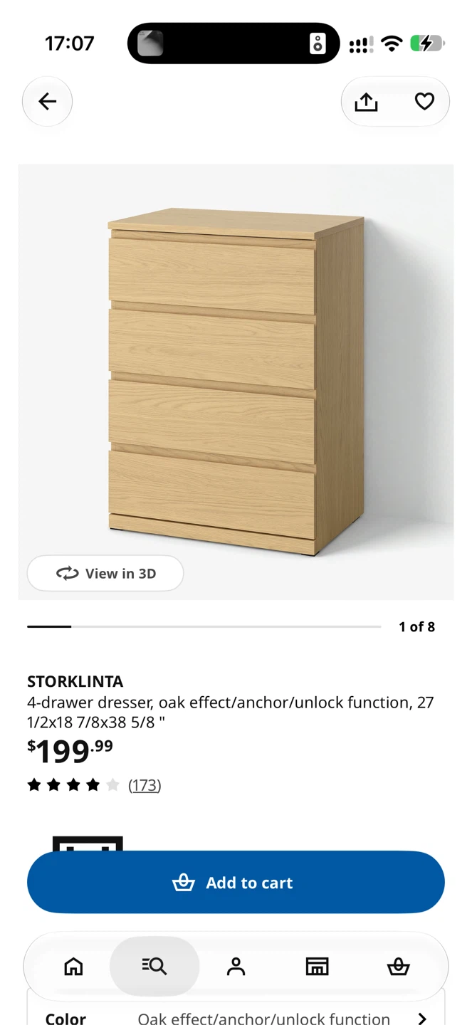 IKEA STORKLINTA 4-drawer dresser, oak effect