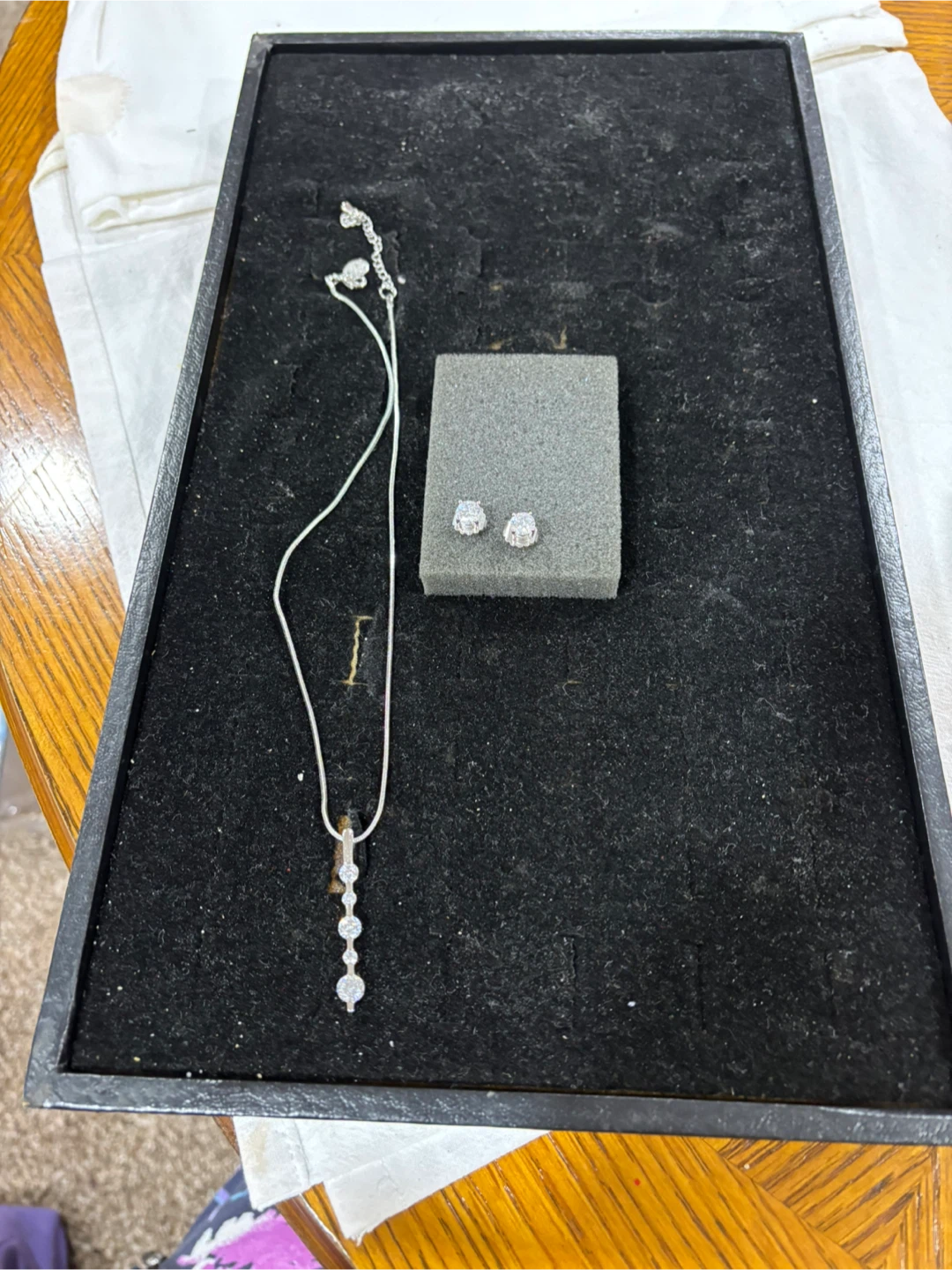 Lia Sophia Rhinestone Necklace and Stud Earring Set